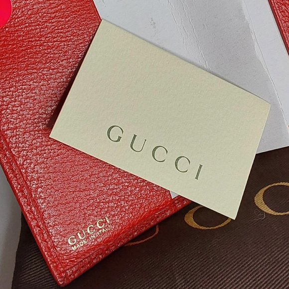 'GUCCI' 'CINGHIALE MACULATO~ROSSO' LEATHER GOLD BUCKLE TRIFOLD WALLET, BOX & BAG - Picture 10 of 16